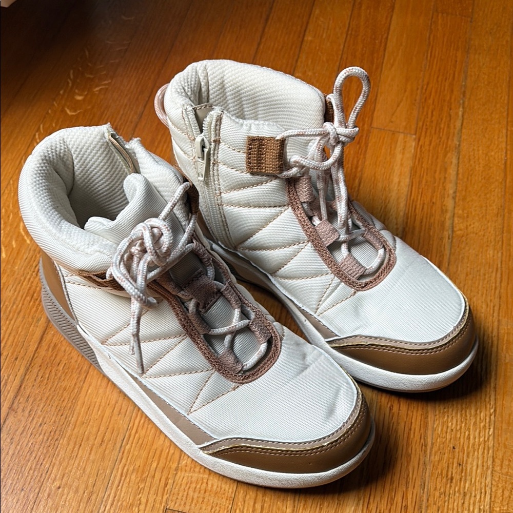 Lands' End Women's Lace-Up Boots - White and Tan